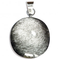 Pendentif Cercle en Obsidienne Argentée