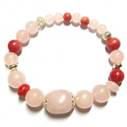 Bracelet en Quartz Rose & Rhodonite