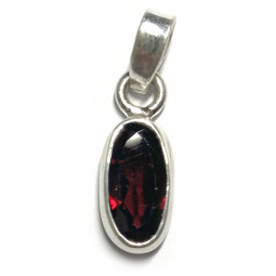 Pendentif en Grenat et Argent - Cabochon Ovale