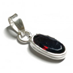 Pendentif en Grenat et Argent - Cabochon Ovale