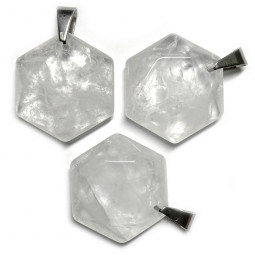 Pendentif Hexagone en Cristal de Roche