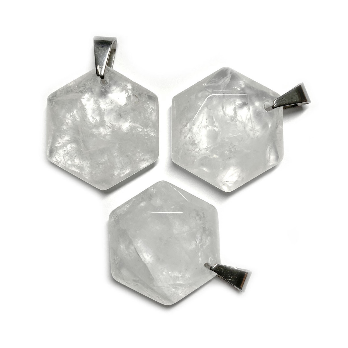 Pendentif Hexagone en Cristal de Roche