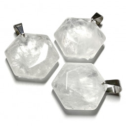 Pendentif Hexagone en Cristal de Roche