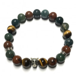 Bracelet en Agate Mousse, Obsidienne Acajou & Oeil de Tigre