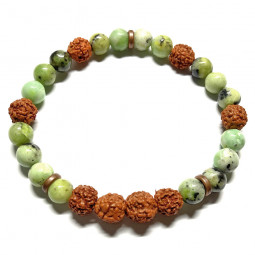 Bracelet Chrysoprase & Rudaksha (Œil de Rudra)