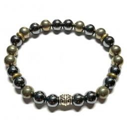 Bracelet Boules en Hématite & Pyrite