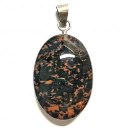 Pendentif Ovale en Obsidienne Rouge