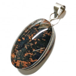 Pendentif Ovale en Obsidienne Rouge