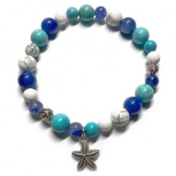 Bracelet Boules Howlite, Aventurine bleue & Turquoise