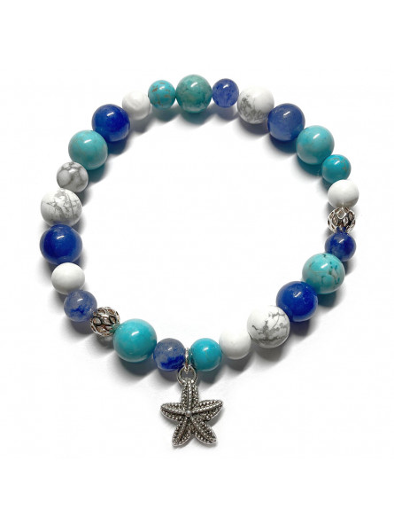 Bracelet Boules Howlite, Aventurine bleue & Turquoise