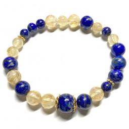 Bracelet Boules en Citrine & Lapis-Lazuli