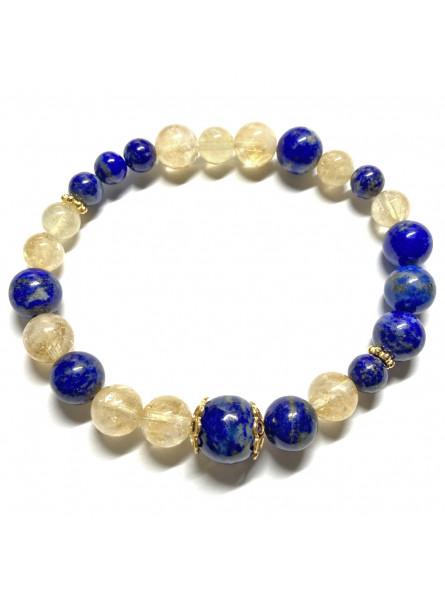 Bracelet Boules en Citrine & Lapis-Lazuli