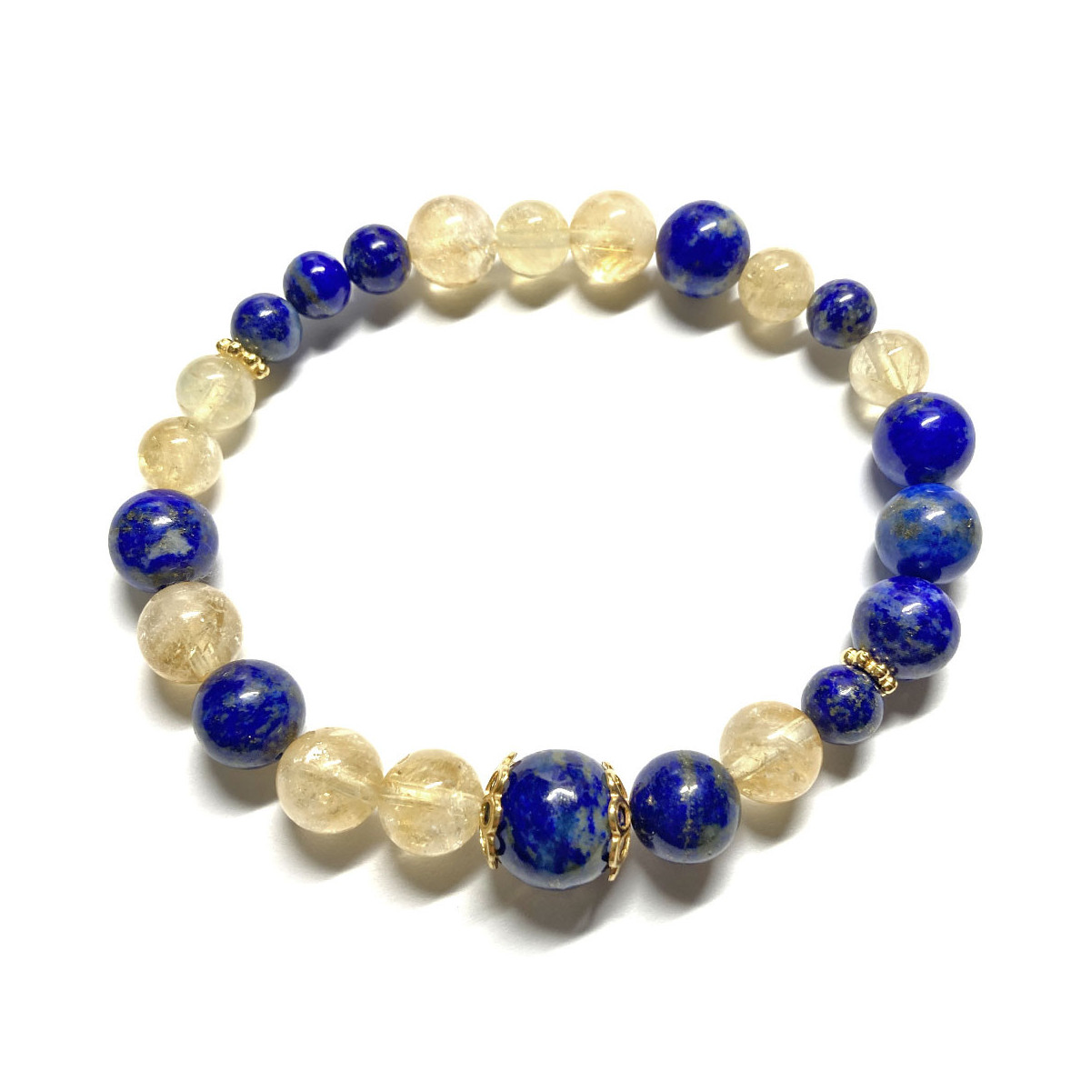 Bracelet Boules en Citrine & Lapis-Lazuli