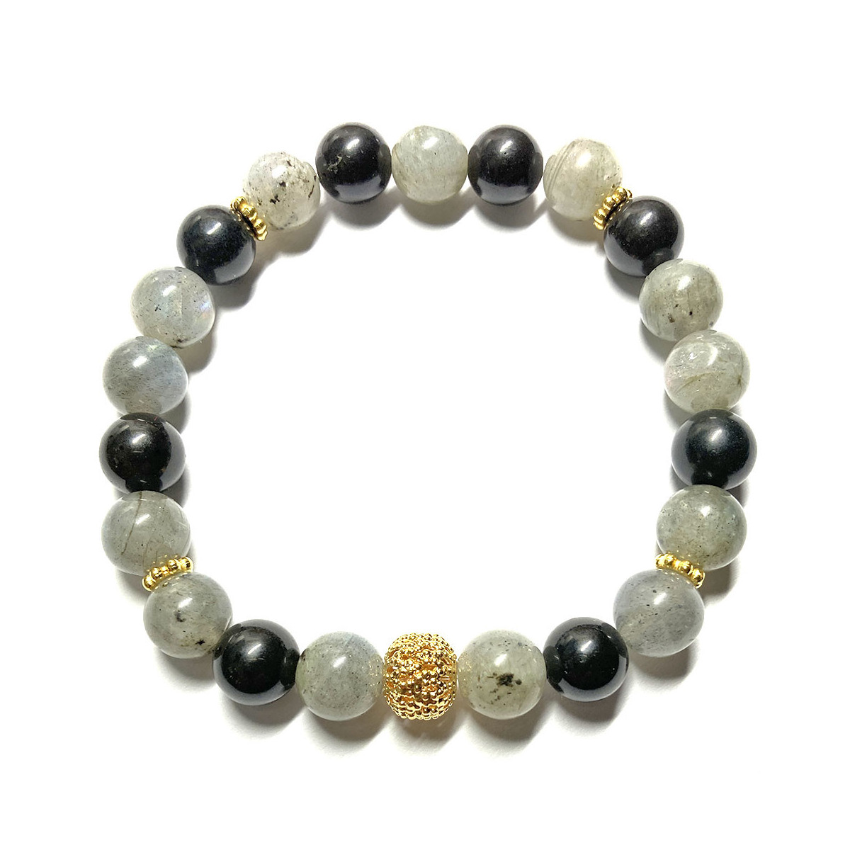 Bracelet boules en Fluorite et Quartz Rose - Vibrations Cristallines