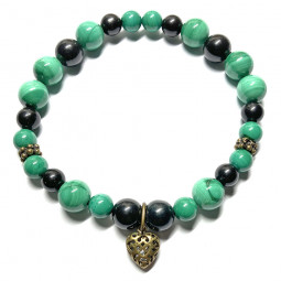 Bracelet Boules en Malachite & Shungite