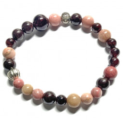 Bracelet Boules en Rhodonite & Grenat