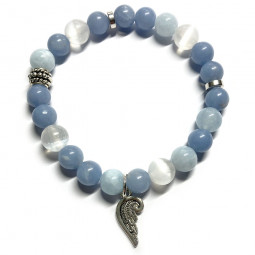 Bracelet en Aigue Marine, Angélite & Sélénite