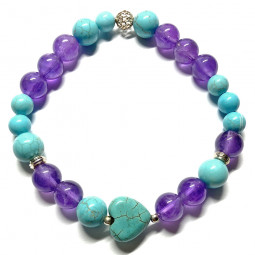 Bracelet Boules Améthyste & Turquoise