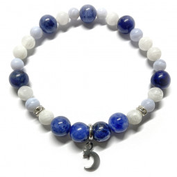 Bracelet en Sodalite - Pierre de Lune & Calcédoine