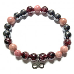 Bracelet Boules en Rhodonite & Grenat