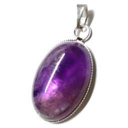 Pendentif en Améthyste - Cabochon Ovale