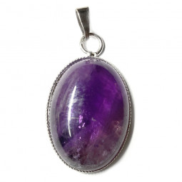 Pendentif en Améthyste - Cabochon Ovale