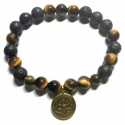 Bracelet Oeil de Tigre & Basalte