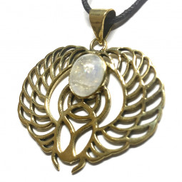 Pendentif Scarabée en Bronze et Pierre de Lune