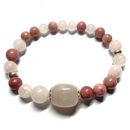 Bracelet en Rhodonite & Quartz Rose
