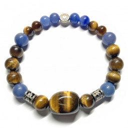 Bracelet Oeil de Tigre & Aventurine Bleue
