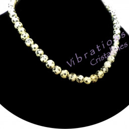 Collier en Jaspe Dalmatien - Boules de 8mm