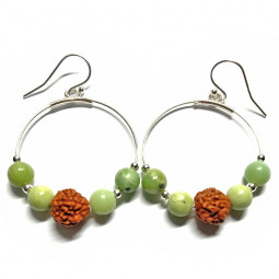 Boucles d'Oreilles en Chrysoprase - Rudraska & Argent