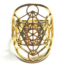 Bague Metatron or en Acier Inoxydable