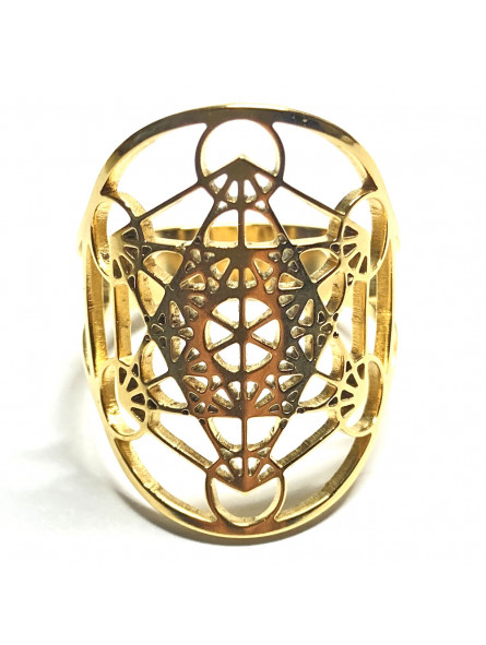 Bague Metatron or en Acier Inoxydable