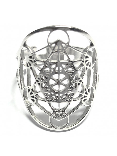 Bague Metatron argent en Acier Inoxydable