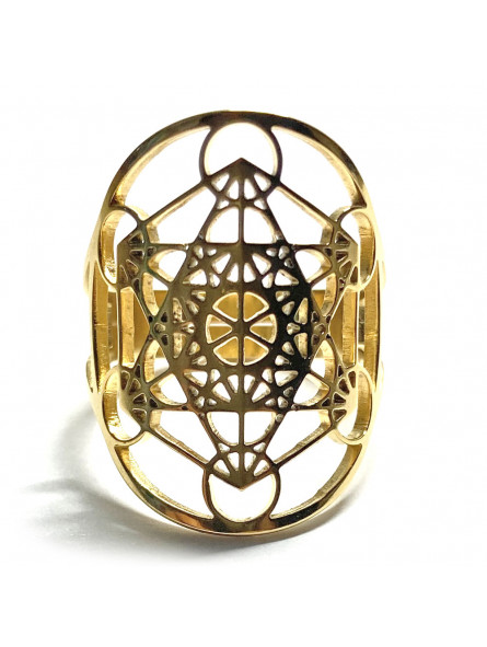 Bague Metatron or en Acier Inoxydable