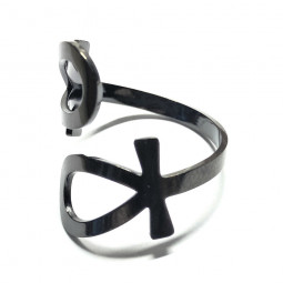 Bague Ankh noir en Acier Inoxydable