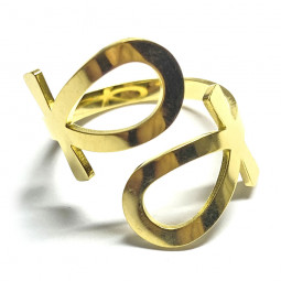 Bague Ankh or en Acier Inoxydable