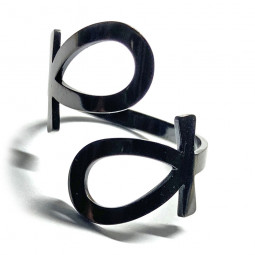 Bague Ankh noir en Acier Inoxydable