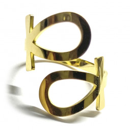 Bague Ankh or en Acier Inoxydable