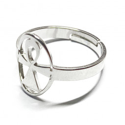 Bague Croix de Vie argent en Acier Inoxydable