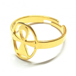 Bague Croix de Vie or en Acier Inoxydable