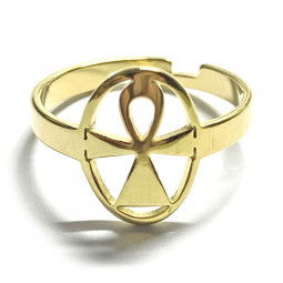 Bague Croix de Vie or en Acier Inoxydable