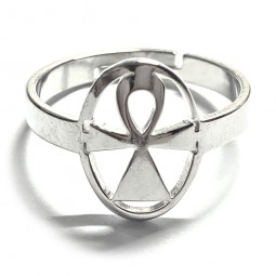 Bague Croix de Vie argent en Acier Inoxydable