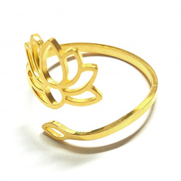 Bague Fleur de Lotus or en Acier Inoxydable