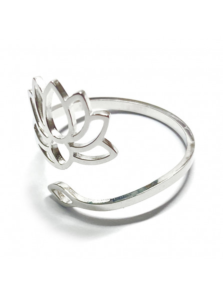 Bague Fleur de Lotus argent en Acier Inoxydable