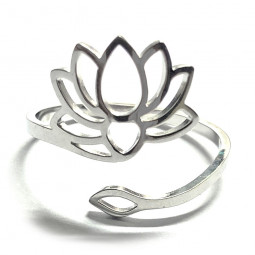 Bague Fleur de Lotus argent en Acier Inoxydable