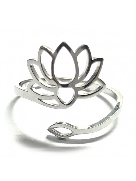 Bague Fleur de Lotus argent en Acier Inoxydable