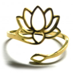 Bague Fleur de Lotus or en Acier Inoxydable