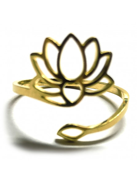 Bague Fleur de Lotus or en Acier Inoxydable